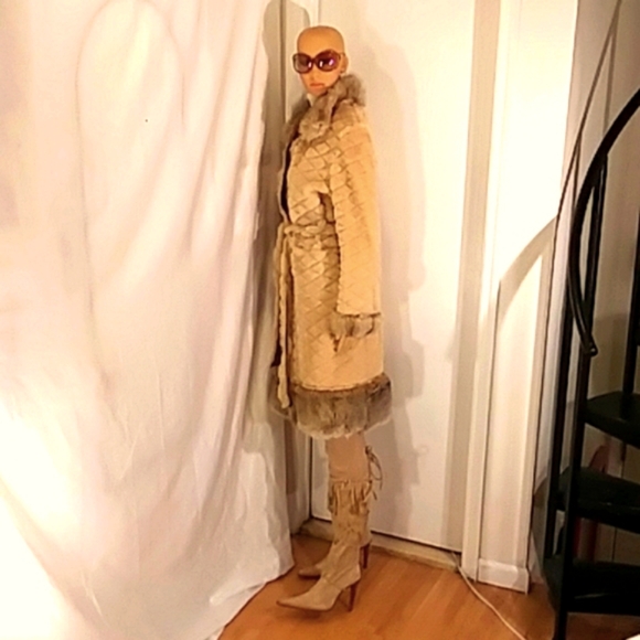 Stunning🔥🔥 Dora Santi Reversible Natural Brown Leather & Tan Genuine Fur Coat. - Picture 5 of 10